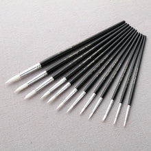 Load image into Gallery viewer, 12Pcs/Lot Black pen-holder White Nylon Hair paint brush