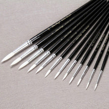 Load image into Gallery viewer, 12Pcs/Lot Black pen-holder White Nylon Hair paint brush
