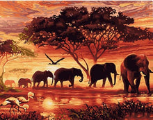 Load image into Gallery viewer, Elephants Landscape DIY Painting By Numbers