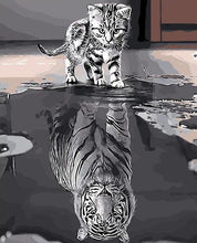 Load image into Gallery viewer, Reflection Cat DIY Painting