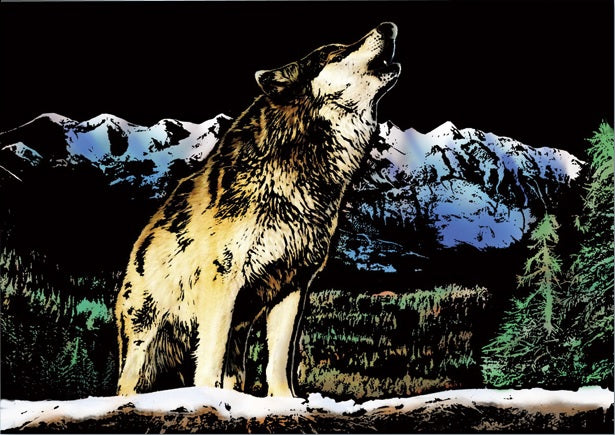 Scratch Art - Wolf - Forrest Animals