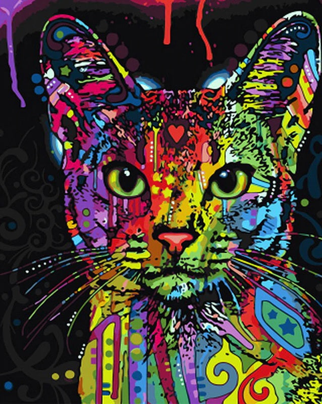 Abstract Colourful Cat Animals