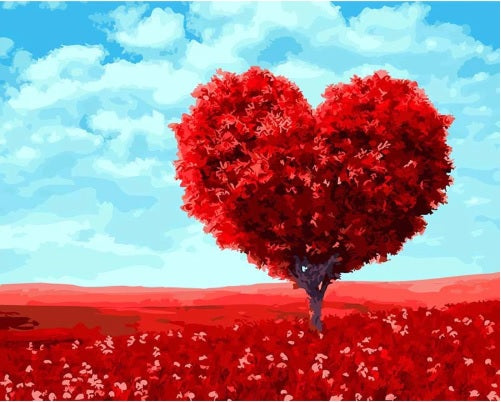 Frameless Red Heart Trees